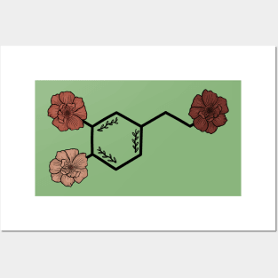 Floral Dopamine Molecule Posters and Art